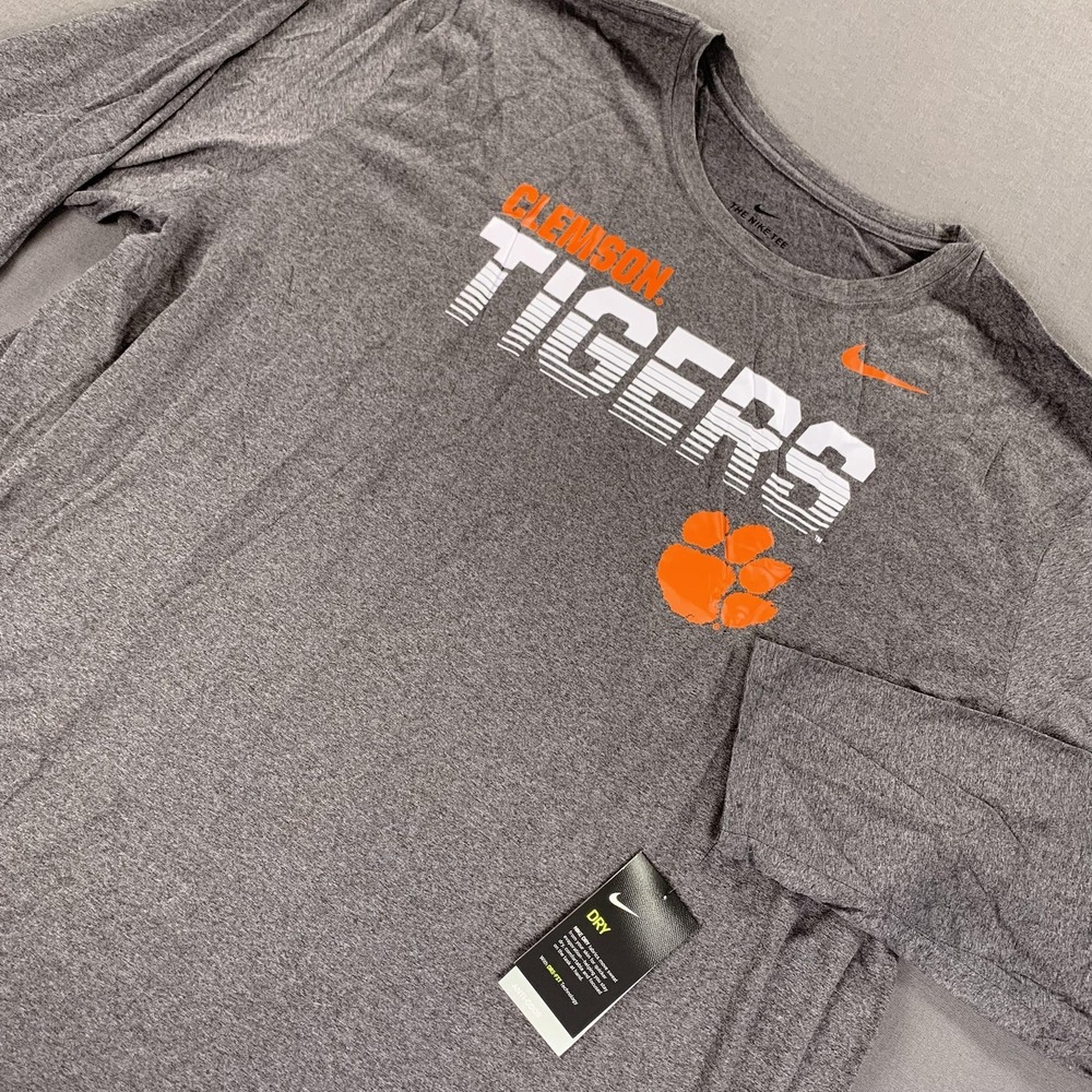 Clemson Tigers Shirt Mens 4XL Gray NCAA Football Nike Team Issued Training Tee